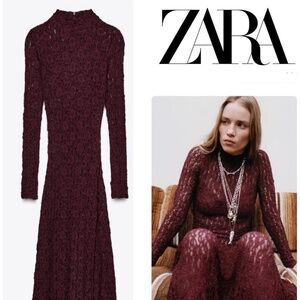 zara midi lace dress